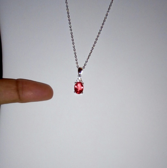 Papaya Quartz Platn/Silver Pendan 1.86cts - Picture 3 of 4